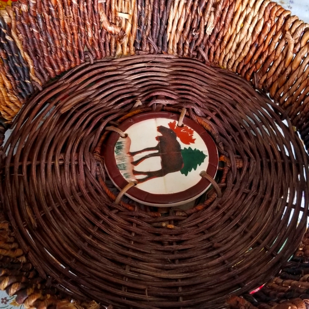 Hand made  Wicker Basket size 161/2 " L ×13 " W
